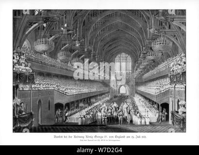 Die Krönung und Veranstaltungsräume von Georg IV. in der Westminster Hall, London, 19. Juli 1821 (1900). Artist: Unbekannt Stockfoto