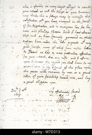 Ein Brief von Oliver Cromwell an Kardinal Mazarin, 4. Dezember 1657, (1899). Artist: Unbekannt Stockfoto