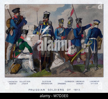 Preußische Soldaten von 1813. Artist: E Burger Stockfoto