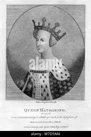 Königin Katharina (Katharina von Valois), Königin von England von Henry V. Artist: S Harding Stockfoto