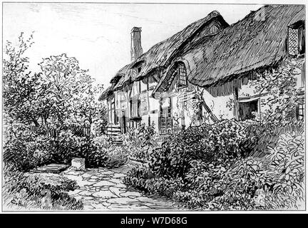 Anne Hathaway's Cottage in Shottery, Stratford-upon-Avon, Warwickshire, 1885. Artist: Edward Rumpf Stockfoto