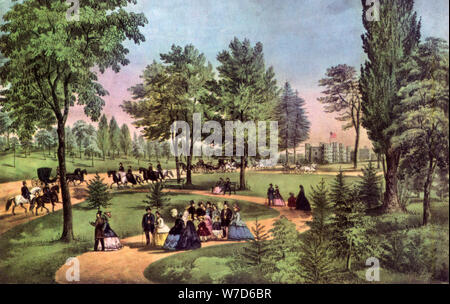 "Der Antrieb, Central Park', 1862 Künstler: Currier Ives und Stockfoto