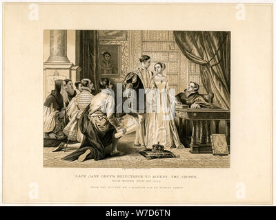 "Lady Jane Grey's Abneigung zu akzeptieren die Krone" (19. Jahrhundert). Artist: Herbert Bourne Stockfoto