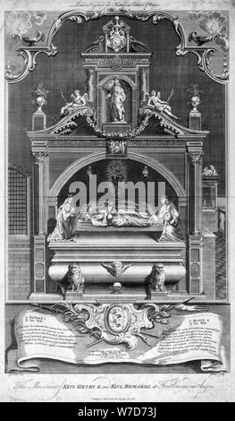 Das Denkmal von König Heinrich II. und Richard ich in Fontevrault in Anjou, 1786. Artist: goldar Stockfoto