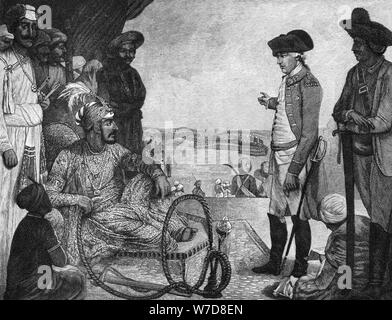 Shah Alam II, Großmogul von Indien, Überprüfen der Truppen im Osten Indiens Unternehmen, 1781 (1894). Artist: Unbekannt Stockfoto