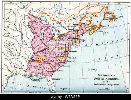 Die Kolonien in Nordamerika bei der Erklärung der Unabhängigkeit 1776 (1894). Artist: Unbekannt Stockfoto