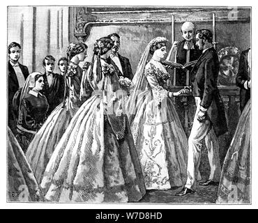 Ehe der Prinzessin Alice und Ludwig IV., Großherzog von Hessen, 1. Juli 1862 (Ende 19. Jahrhundert). Artist: Unbekannt Stockfoto