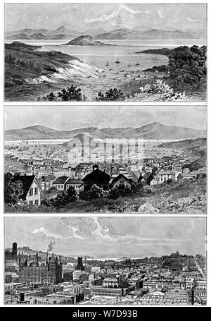 San Francisco im November 1848, 1858 und Ende des 19. Jahrhunderts (1901). Artist: Unbekannt Stockfoto