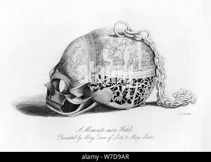 Memento-Mori Watch von Maria, Königin von Schottland, Maria Seaton, 16. Jahrhundert, (1840). Artist: C J Smith Stockfoto