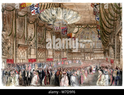 Prozession von Ihrer Majestät die Kugel in der Guildhall, 1851. Artist: ein Maurer Stockfoto
