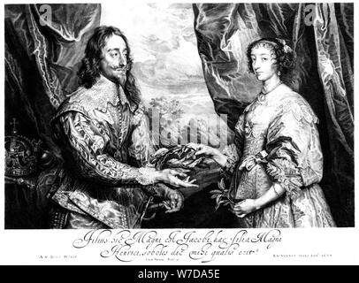 King Charles I (1600-1649) und Königin Henrietta Maria (1609-1669). Artist: Unbekannt Stockfoto