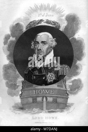 Admiral Richard Howe, 1. Earl Howe, (1726-1799), englischer Admiral, 1816 Künstler: Ich Braun Stockfoto