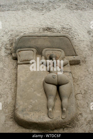 Strand/Sand Kunst, an der Strandpromenade von Durban, Südafrika Stockfoto