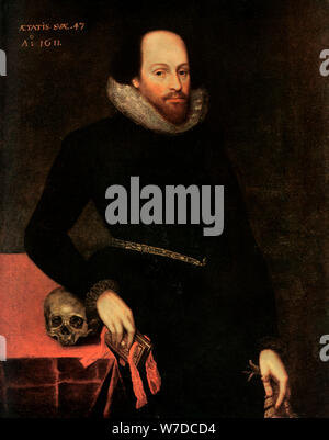 Die ashbourne Portrait von Shakespeare, 16. Artist: Cornelius Ketel Stockfoto