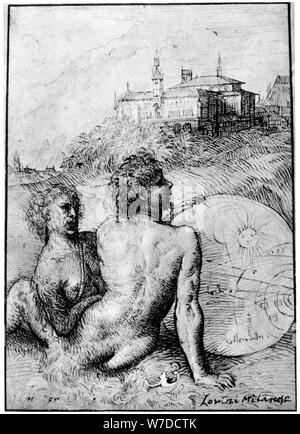 "Landschaft mit Satyrn', c 1512 (1937). Artist: Tizian Stockfoto