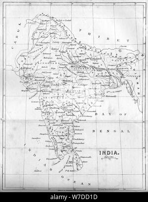 Karte von Indien, 1847. Artist: Unbekannt Stockfoto