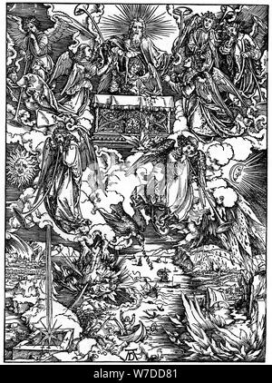 "Die Öffnung der Siebte Siegel und die sieben Engel mit Posaunen", 1498, (1936). Künstler: Albrecht Dürer Stockfoto