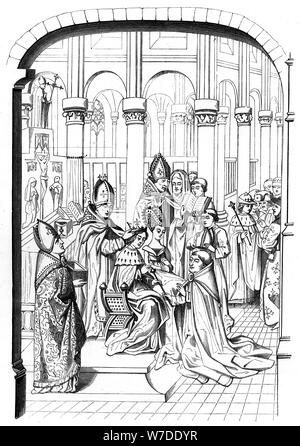 Die Krönung von König Karl V. von Frankreich (1337-1380), 14. Jahrhundert (1849). Artist: Bisson Stockfoto