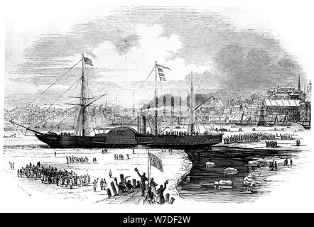 Die Cunard Line erste transatlantische Liner 'Britannia' aus Boston, Massachusetts, USA, 1847. Artist: Smyth Stockfoto