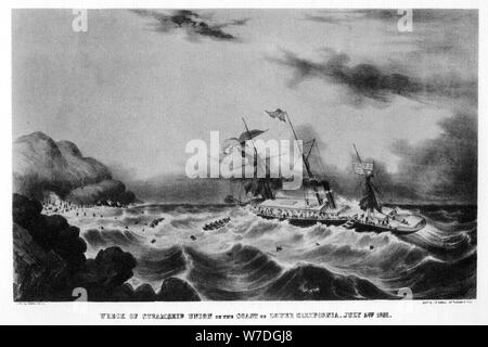 Das Wrack des Dampfschiffes "Union" an der Küste von Kalifornien, 1851 (1937). Artist: John Henry Bufford Stockfoto