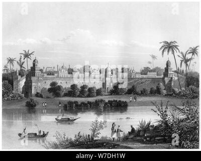 'Blick auf den Palast von Agra, vom Fluss', c 1860. Artist: Unbekannt Stockfoto