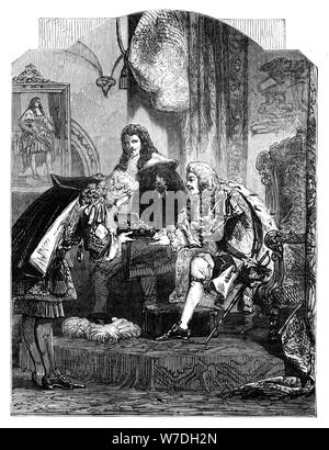 König James II. Empfangen der Französischen bestechen, c 1902. Artist: Unbekannt Stockfoto