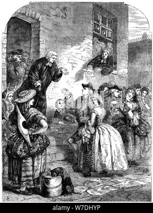 Eine Trauung in der Flotte Gefängnis während der Regierungszeit von George II, 19. Artist: C Sheeres Stockfoto