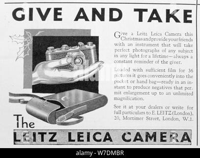 Leitz Leica Kamera Advert, Ende der 20er Jahre. Artist: Unbekannt Stockfoto