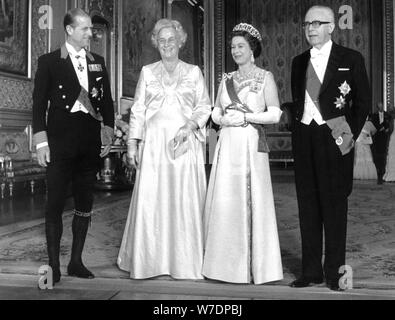 Königin Elizabeth II., Prinz Philip, der Westdeutschen Präsident und seine Frau, 1972. Artist: Unbekannt