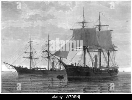 HMS 'Discovery' und HMS 'Alert', British Arctic Expedition, 1875. Artist: Brunnen Stockfoto