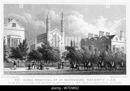 Das Royal Hospital St. Katherine, Regent's Park, London, 1827 Künstler: William Tombleson Stockfoto