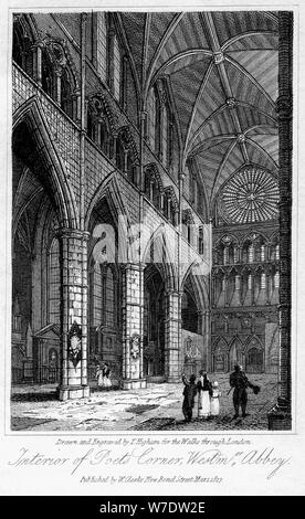 Innenraum der Poets' Corner, Westminster Abbey, London, 1817. Artist: Thomas Higham Stockfoto