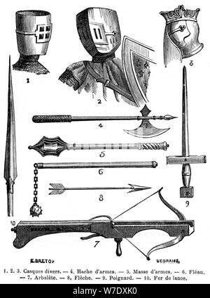 Waffen und Rüstungen des 13. Jahrhunderts (1882-1884). Artist: Unbekannt Stockfoto