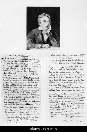 John Keats, englischer Dichter, und seine Ode an eine Nachtigall, 1819 (1958). Artist: Unbekannt Stockfoto