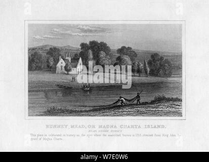 "Runney Mead oder Magna Charta Insel, in der Nähe von Egham, Surrey', 19. Artist: Unbekannt Stockfoto