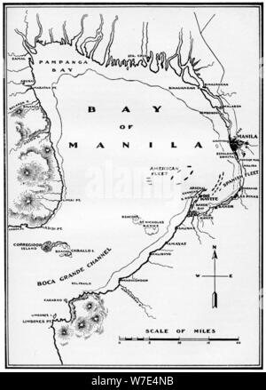 Schlacht an der Bucht von Manila, Philippinen, Spanisch-Amerikanischen Krieg, 1898. Artist: Unbekannt Stockfoto