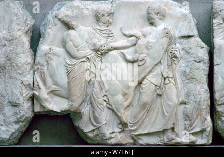 Teil der Elgin Marbles vom Parthenon, 5. Jahrhundert v. Chr.. Artist: Unbekannt Stockfoto