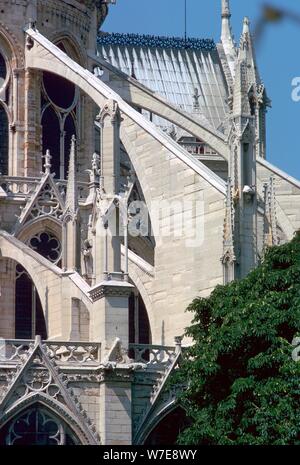 Die Außenseite des Notre Dame, Paris, Frankreich, 14.Jahrhundert. Artist: Unbekannt Stockfoto