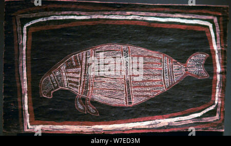 Australian Aboriginal Rinde - Malerei eine Seekuh. Artist: Unbekannt Stockfoto