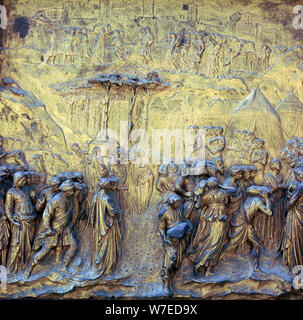 Detail der Türen des Paradieses, das die Israeliten zu Jericho, aus dem 15. Jahrhundert. Artist: Lorenzo Ghiberti Stockfoto