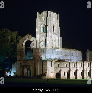 Fountains Abbey, beleuchtet, 12. Jahrhundert. Artist: Unbekannt Stockfoto