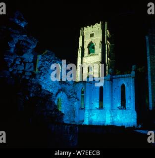 Fountains Abbey, beleuchtet, 12. Jahrhundert. Artist: Unbekannt Stockfoto