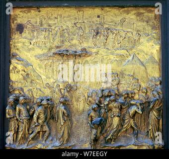 Detail der Türen des Paradieses auf das Baptisterium, aus dem 15. Jahrhundert. Artist: Lorenzo Ghiberti Stockfoto