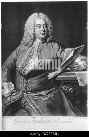 Georg Friedrich Händel, in Deutschland geborene britische Barockkomponisten, 1749. Artist: Johannes Faber, der Jüngere Stockfoto