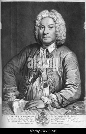 François Couperin, barocken französischen Komponist, Organist und Cembalist, 1735. Artist: J Flippart Stockfoto