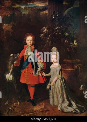 James Francis Edward Stuart (1688-1765), Louisa Maria Theresa Stuart (1692-1712), 1695 (1915). Künstler: Nicolas de Largilliere Stockfoto