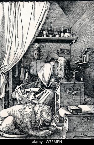 "Hl. Hieronymus in seiner Zelle", 1511 (1906). Künstler: Albrecht Dürer. Stockfoto