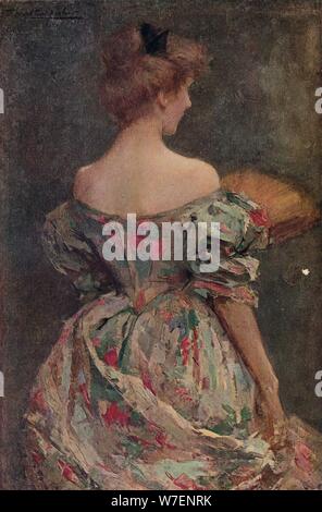 "Die geblümten Kleid", c19th Jahrhundert. Künstler: Samuel Melton Fisher. Stockfoto
