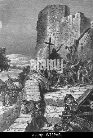 Prozession der Kreuzfahrer runden die Mauern von Jerusalem, 1099 (1905).  Künstler: unbekannt. Stockfoto