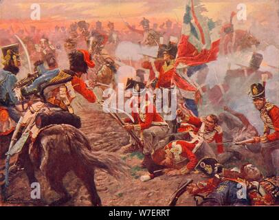 Schlacht von Quatre Bras, 1815 (1906). Künstler: Vereker Monteith Hamilton. Stockfoto